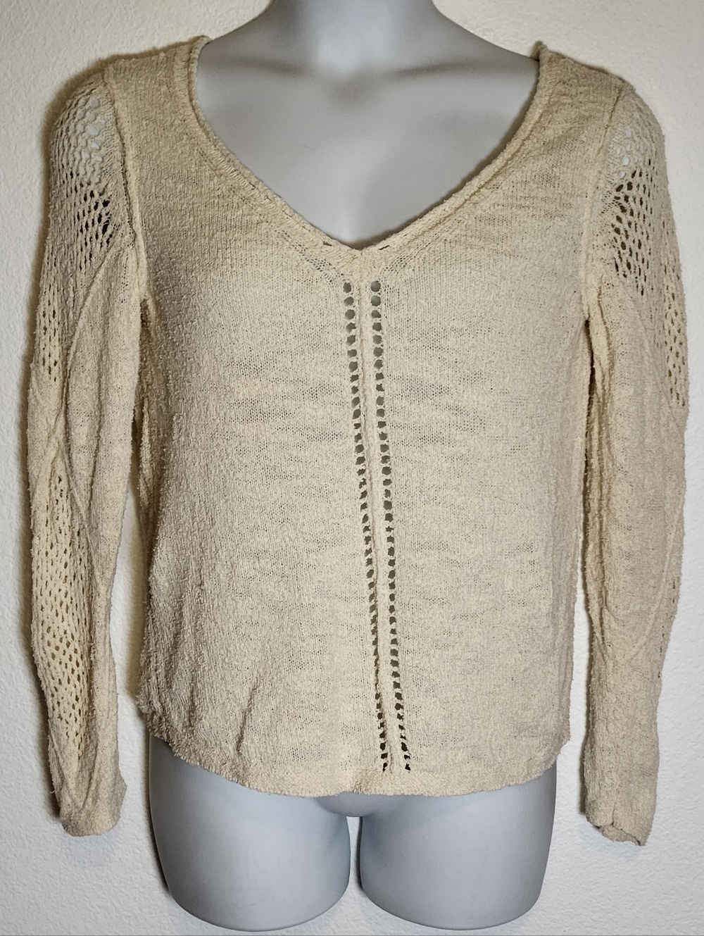 Anthropologie | Sundance Open Breeze Open-Knit V-Neck Sweater size Medium